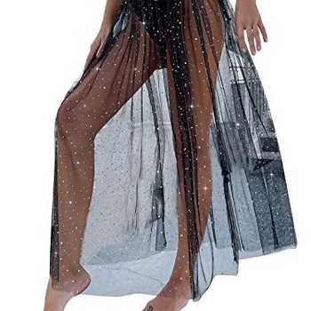 Europos ir Amerikos damos seksualus juodas perspektyvus tinklinis sijonas blizgus paplūdimio sijonas užsienio prekyba didmeninė prekyba plaukai karta