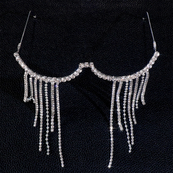 Karštai parduodami tarpvalstybiniai akinių rėmeliai su cirkoniais be lęšių, madingi akinių rėmeliai su kutais, madingi interneto įžymybių gatvės fotografavimo veido aksesuarai.