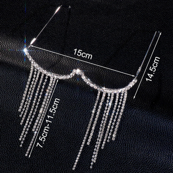 Karštai parduodami tarpvalstybiniai akinių rėmeliai su cirkoniais be lęšių, madingi akinių rėmeliai su kutais, madingi interneto įžymybių gatvės fotografavimo veido aksesuarai.