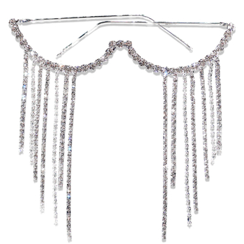 Karštai parduodami tarpvalstybiniai akinių rėmeliai su cirkoniais be lęšių, madingi akinių rėmeliai su kutais, madingi interneto įžymybių gatvės fotografavimo veido aksesuarai.