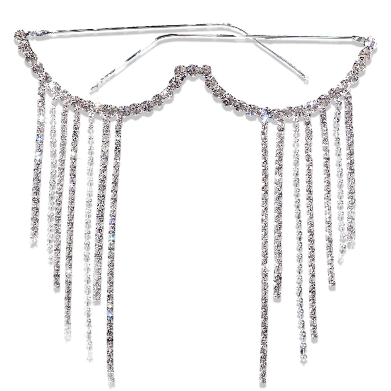 Karštai parduodami tarpvalstybiniai akinių rėmeliai su cirkoniais be lęšių, madingi akinių rėmeliai su kutais, madingi interneto įžymybių gatvės fotografavimo veido aksesuarai.