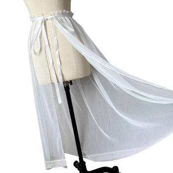 Φούστα από πλέγμα, Φούστα με δαντέλα στο κάτω μέρος, Ντραπέ φούστα μεσαίου μήκους και ψηλή μέση, μονόστρωμα