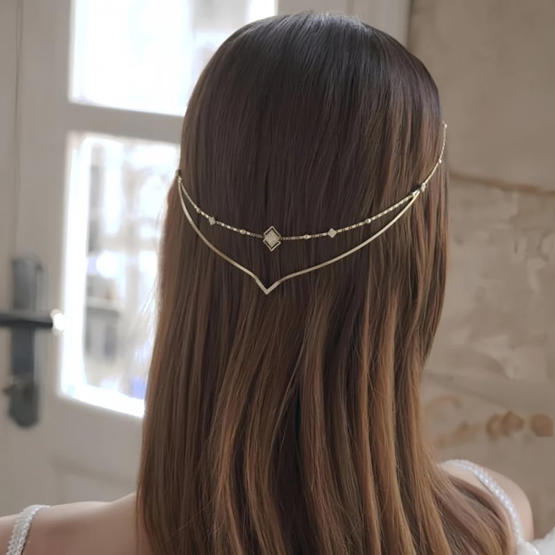 Pārrobežu jauna, divslāņu, rhinestones stila matu ķēde, bohēmiska, Eiropas un Amerikas līgavas galvassega, vienkārša galvassega, matu ķēde