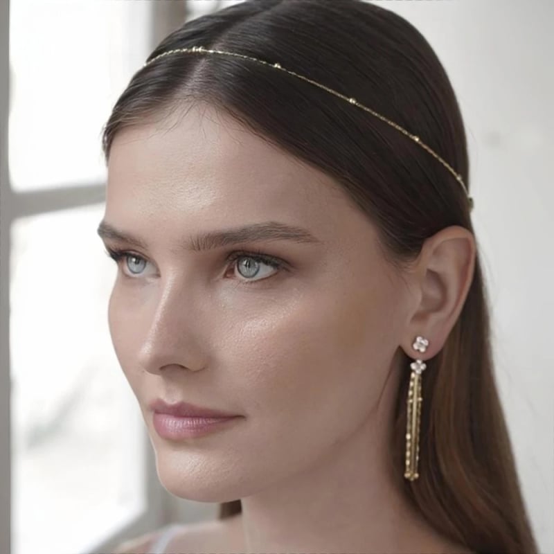 Nauja tarpvalstybinė dvisluoksnė cirkonio plaukų grandinėlė, bohemiška europietiška ir amerikietiška nuotakos galvos apdangalas, paprasta galvos apdangalo plaukų grandinėlė