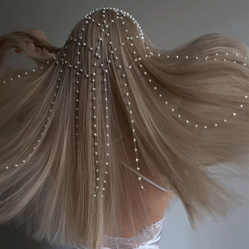 Europski i američki novi dizajn trake za glavu s bisernim resicama, mrežasta vilinska frizura, haljina, svestrani dodaci, pokrivala za glavu