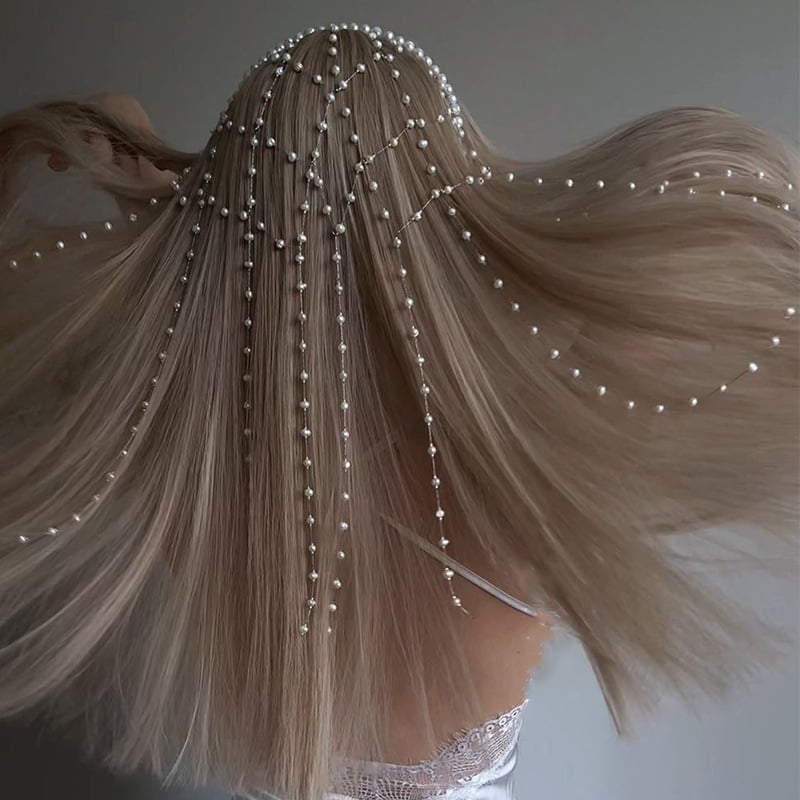 Europski i američki novi dizajn trake za glavu s bisernim resicama, mrežasta vilinska frizura, haljina, svestrani dodaci, pokrivala za glavu