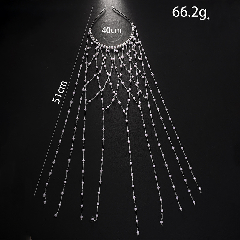 Europski i američki novi dizajn trake za glavu s bisernim resicama, mrežasta vilinska frizura, haljina, svestrani dodaci, pokrivala za glavu