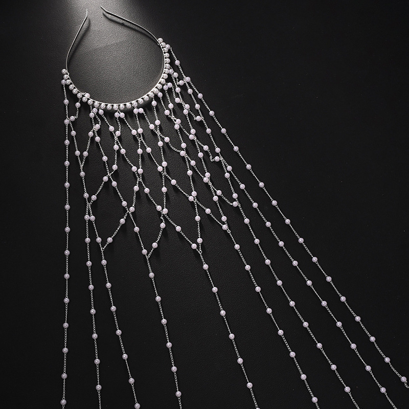 Europski i američki novi dizajn trake za glavu s bisernim resicama, mrežasta vilinska frizura, haljina, svestrani dodaci, pokrivala za glavu