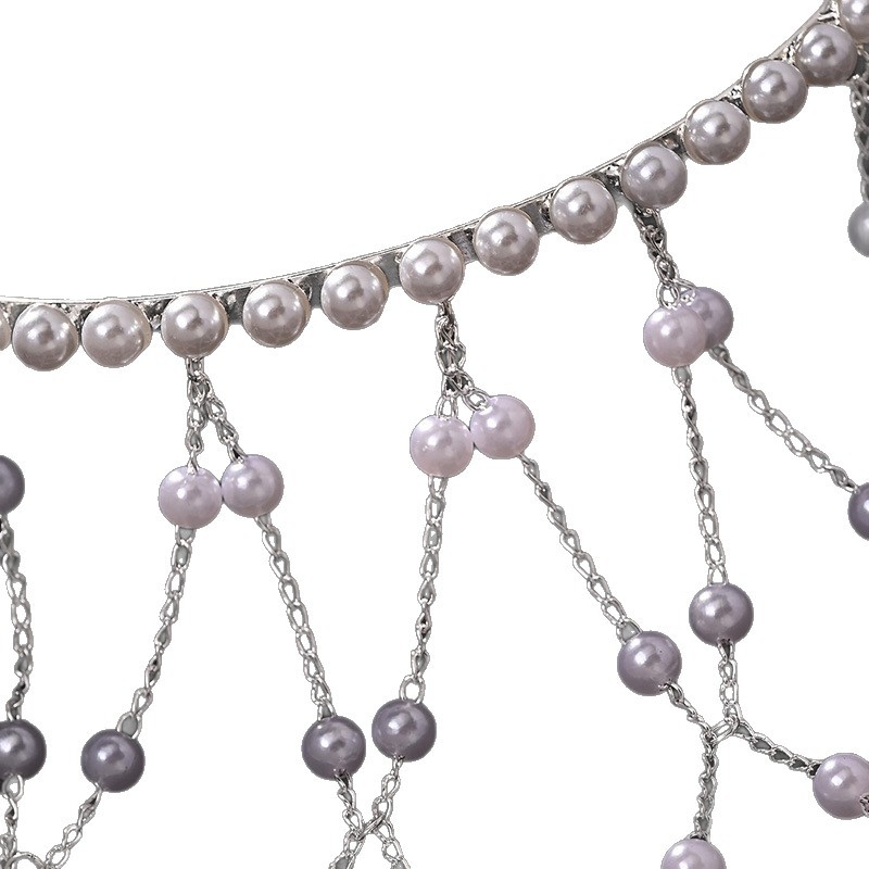 Europski i američki novi dizajn trake za glavu s bisernim resicama, mrežasta vilinska frizura, haljina, svestrani dodaci, pokrivala za glavu