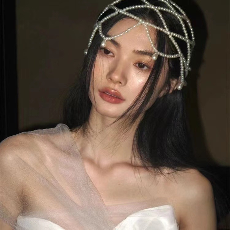 Etninio stiliaus retro nuotakos vandens lašų imitacijos perlų galvos apdangalas rankų darbo karoliukų šou papuošalai suasmeninti madingi plaukų aksesuarai