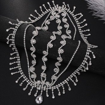 Tarpvalstybinis karšto pardavimo vandens lašo kutais kaktos grandinėlė nuotakos papuošalai madingi prabangūs cirkonio galvos juosta