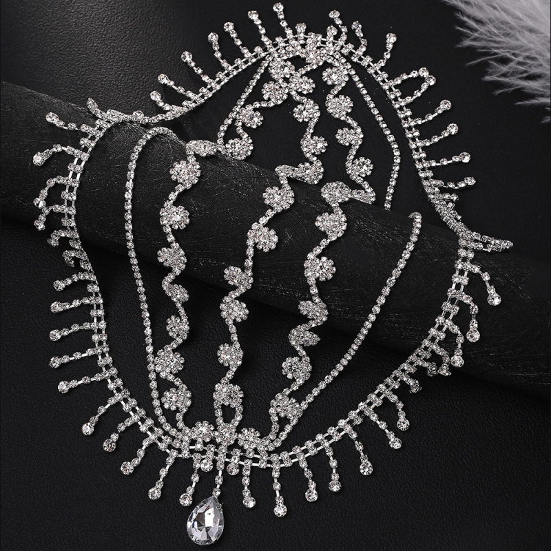 Tarpvalstybinis karšto pardavimo vandens lašo kutais kaktos grandinėlė nuotakos papuošalai madingi prabangūs cirkonio galvos juosta