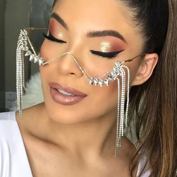 Европейски и американски трансгранични популярни аксесоари за лице, музикален фестивал, топка с пискюли, рамка за очила с форма на капка вода, рамка за аксесоари с кристали