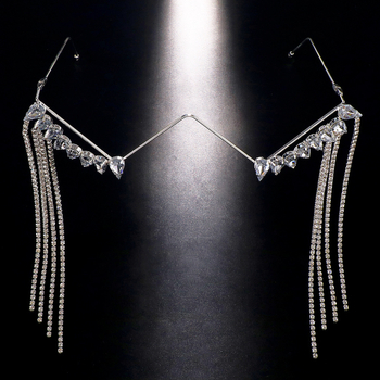 Европейски и американски трансгранични популярни аксесоари за лице, музикален фестивал, топка с пискюли, рамка за очила с форма на капка вода, рамка за аксесоари с кристали