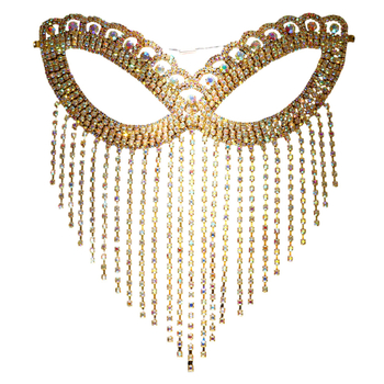 Μάσκα AliExpress με μακριά φούντα, μάσκα μεταμφίεσης με στρας, μάσκα ματιών, ευρωπαϊκά και αμερικανικά αξεσουάρ για πάρτι διακοπών