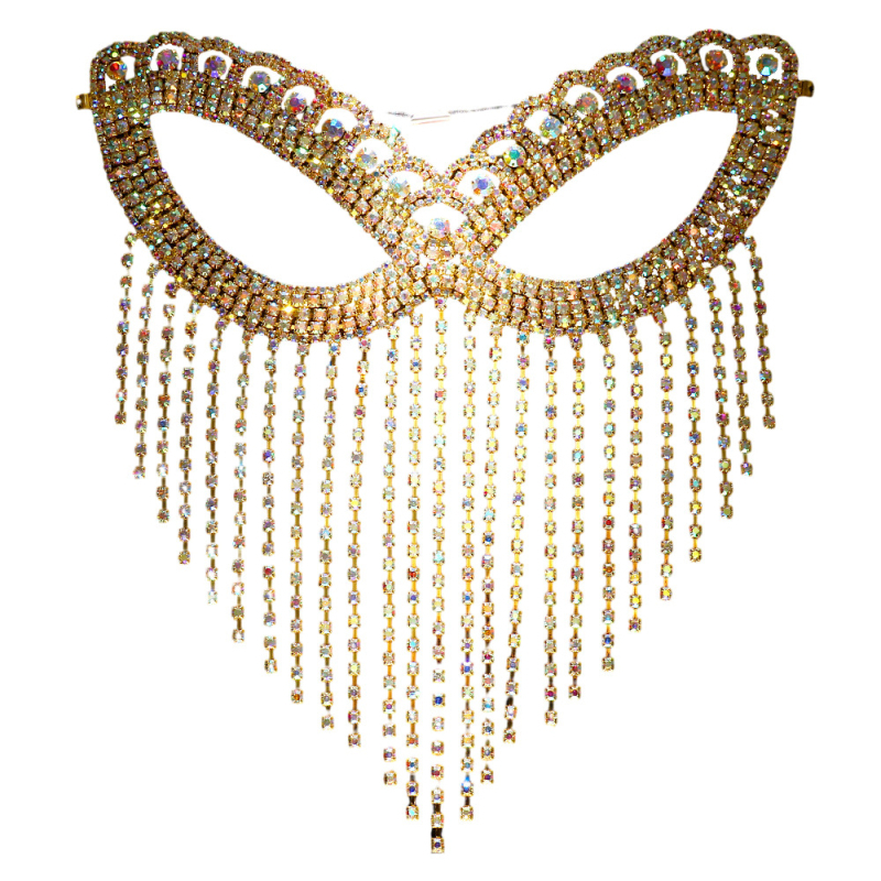 Μάσκα AliExpress με μακριά φούντα, μάσκα μεταμφίεσης με στρας, μάσκα ματιών, ευρωπαϊκά και αμερικανικά αξεσουάρ για πάρτι διακοπών