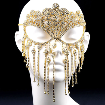 Euroopa ja Ameerika rhinestones isiksuse tutiga mask Halloweeni lihtsate moepallidega aksessuaaride kõrvarõngaste peakatetega