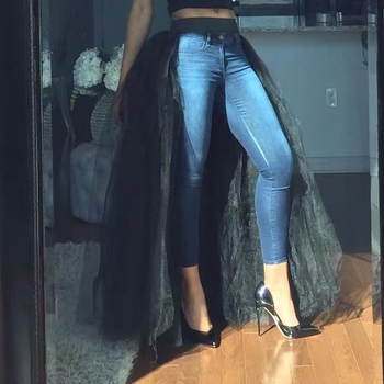 Ευρωπαϊκό και αμερικανικό εξωτερικό εμπόριο μόδας σκηνής κοστούμι ελαστική μέση φούστα από πλέγμα με μεταξωτή φούστα ψηλή μέση φούστα από γάζα μεσαίου μήκους