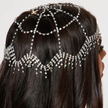 Νέο καπέλο με στρας με φούντα, ευρωπαϊκή και αμερικανική διασυνοριακή μόδα, πλήρης διαμαντένια σκηνική παράσταση, αξεσουάρ μαλλιών, γυναικεία κορδέλα μαλλιών