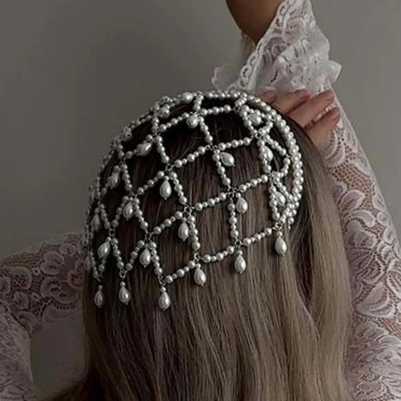 AliExpress Εκρηκτική Κορδέλα για Καπέλο με Πλέγμα Γυναικεία Κορδέλα για Καπέλο με Μαργαριτάρια του 1920 Μποέμ Μόδα Ρετρό Καπέλα