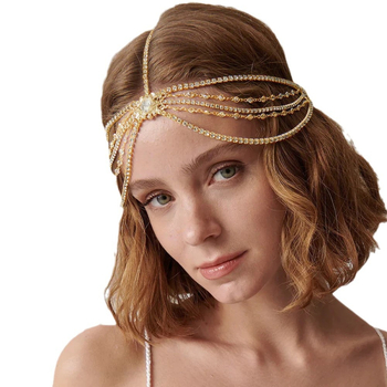 Europietiško ir amerikietiško bohemiško stiliaus kaktos grandinėlė su aukštos kokybės plaukų aksesuarais, etninio stiliaus nuotakos galvos apdangalu. Plaukų grandinėlė.