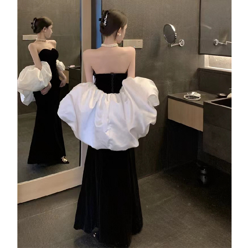 Nezávislá stanica Amazon cezhraničné šaty s vrchným dielom z trubice 2024 Nové šaty s rybím chvostom, zásnubné večerné šaty pre hostiteľa, dlhé šaty