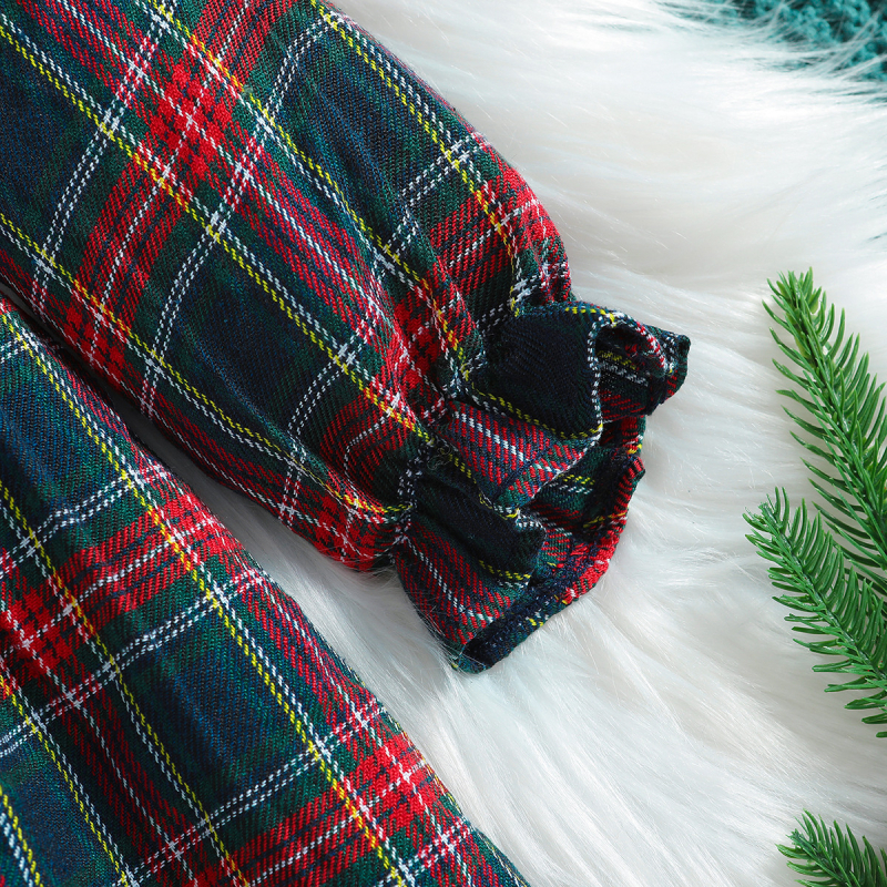 Samgmaibaby Dječja odjeća Jesenska božićna haljina za djevojčice Dječja karirana haljina za princezu s ovratnikom za lutke