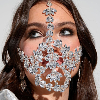 Европейски и американски трансгранични бижута Преувеличена маска с кристали Хелоуин Маскарад Парти Диамантена маска за лице