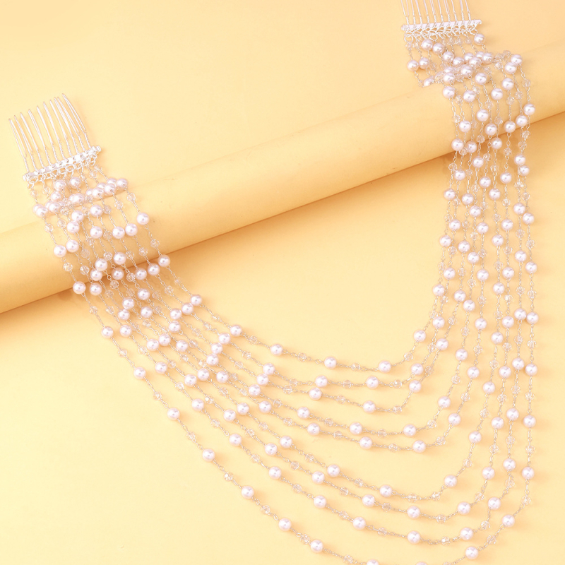 Uus pärlitega juuksekamm, stiilne Ins Style Bloggeri sama stiili mitmekihiline kristall-juuksekett, juuste aksessuaarid naistele, juuksekett