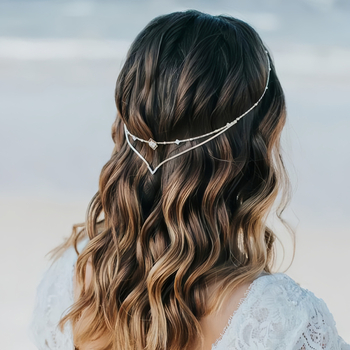 Tarpvalstybinė nauja indiška tradicinė dvigubo sluoksnio galvos grandinėlė, europietiška ir amerikietiška, aukščiausios klasės nuotakos plaukų grandinėlė, plaukų aksesuarai iš cirkonio