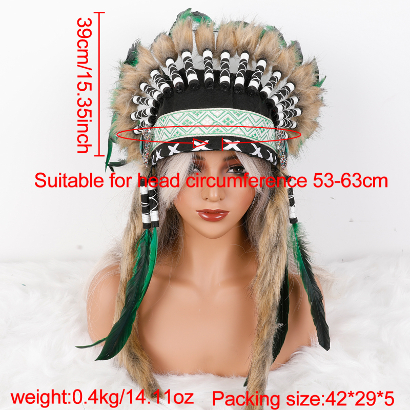 Indická čelenka z peria, náčelnícky klobúk, karnevalový kostým, doplnky do vlasov, vianočná čelenka, halloweenska čelenka