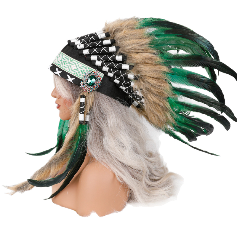 Indická čelenka z peria, náčelnícky klobúk, karnevalový kostým, doplnky do vlasov, vianočná čelenka, halloweenska čelenka