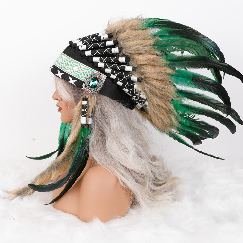 Indická čelenka z peria, náčelnícky klobúk, karnevalový kostým, doplnky do vlasov, vianočná čelenka, halloweenska čelenka