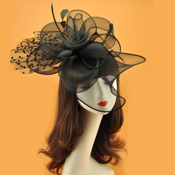 Ευρωπαϊκό και αμερικανικό μοντέλο πασαρέλας αξεσουάρ μαλλιών από γάζα μεγάλο λουλούδι Jockey Club στηρίγματα στούντιο δείπνου αξεσουάρ για φουρκέτες για το κεφάλι Μαύρο