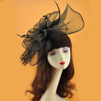 Ευρωπαϊκό και αμερικανικό μοντέλο πασαρέλας αξεσουάρ μαλλιών από γάζα μεγάλο λουλούδι Jockey Club στηρίγματα στούντιο δείπνου αξεσουάρ για φουρκέτες για το κεφάλι Μαύρο