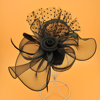 Ευρωπαϊκό και αμερικανικό μοντέλο πασαρέλας αξεσουάρ μαλλιών από γάζα μεγάλο λουλούδι Jockey Club στηρίγματα στούντιο δείπνου αξεσουάρ για φουρκέτες για το κεφάλι Μαύρο