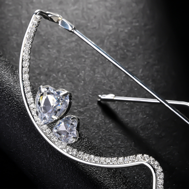 Nauji tarpvalstybiniai persikų širdies formos akinių rėmeliai, aukščiausios klasės „Sense“ stiliaus podiumo nišiniai šviesūs prabangūs cirkonio akinių rėmeliai, moteriški mados aksesuarai su deimantais