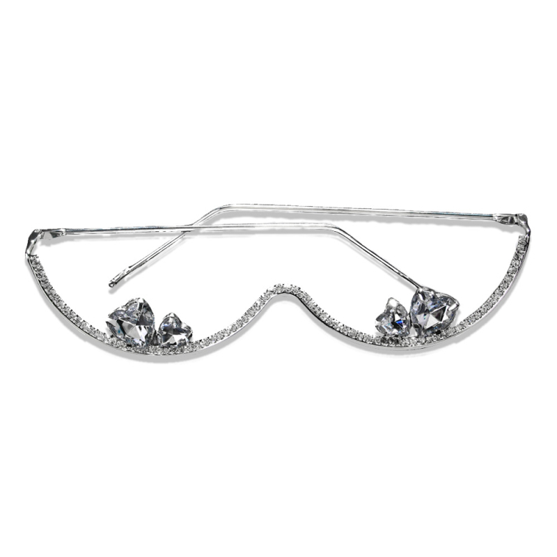 Nauji tarpvalstybiniai persikų širdies formos akinių rėmeliai, aukščiausios klasės „Sense“ stiliaus podiumo nišiniai šviesūs prabangūs cirkonio akinių rėmeliai, moteriški mados aksesuarai su deimantais