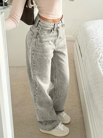 Piiriülesed Euroopa ja Ameerika Ühendriikide Amazoni teismeliste tüdrukute vöökohaga reguleeritava vöökohaga moodsed uued kõrge vöökohaga retro sirged püksid