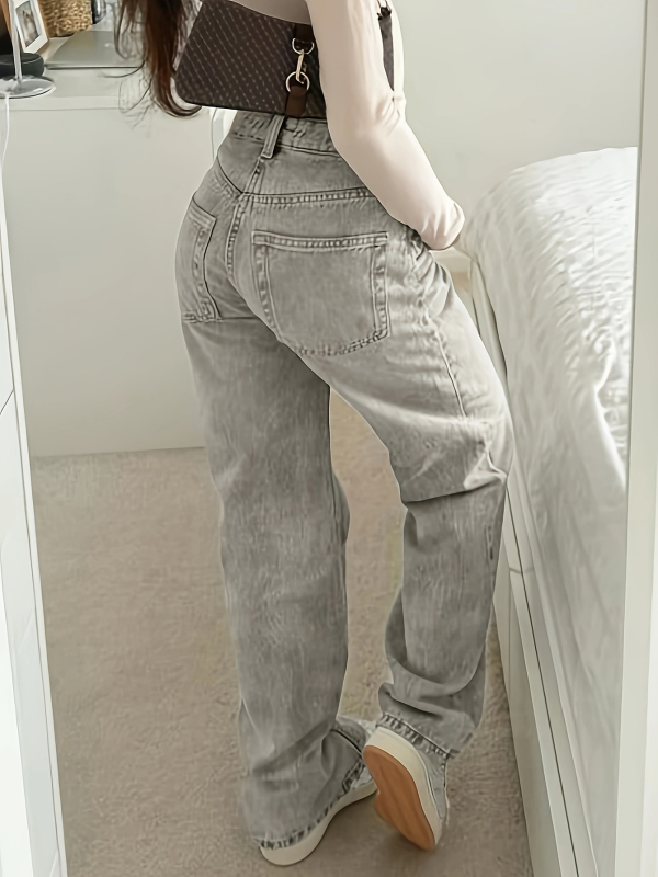 Piiriülesed Euroopa ja Ameerika Ühendriikide Amazoni teismeliste tüdrukute vöökohaga reguleeritava vöökohaga moodsed uued kõrge vöökohaga retro sirged püksid