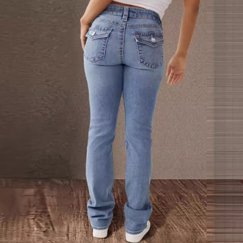 Pantaloni casual din denim cu talie înaltă, elastici, spălați, pentru femei, de primăvară și vară, noi de la Amazon, temu, pentru comerț exterior transfrontalier