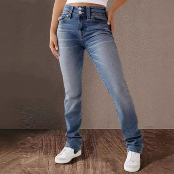 Pantaloni casual din denim cu talie înaltă, elastici, spălați, pentru femei, de primăvară și vară, noi de la Amazon, temu, pentru comerț exterior transfrontalier
