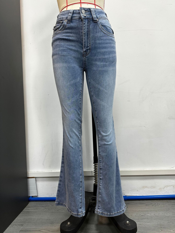 Pantaloni casual din denim cu talie înaltă, elastici, spălați, pentru femei, de primăvară și vară, noi de la Amazon, temu, pentru comerț exterior transfrontalier