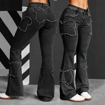 Blugi pentru femei, blugi sexy, cu margine brută, stea cu cinci colțuri, blugi largi, en-gros, pantaloni cargo, blugi