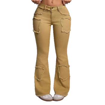 Blugi pentru femei, blugi sexy, cu margine brută, stea cu cinci colțuri, blugi largi, en-gros, pantaloni cargo, blugi