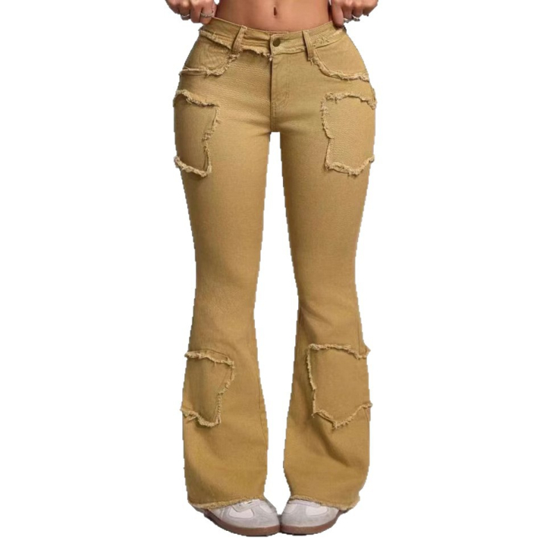 Blugi pentru femei, blugi sexy, cu margine brută, stea cu cinci colțuri, blugi largi, en-gros, pantaloni cargo, blugi