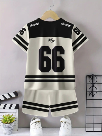 Καλοκαιρινό μπλουζάκι για αγόρια με κοντό μανίκι, στρογγυλή λαιμόκοψη, αθλητικό, ψηφιακό, κοντομάνικο, τρισδιάστατα εκτυπωμένο, χαλαρό σορτς, κοντομάνικο κοστούμι