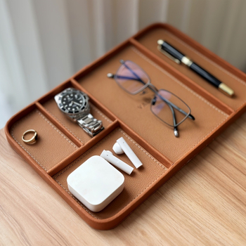 Ευρωπαϊκό στυλ μοντέρνο δερμάτινο κομοδίνο δίσκος αποθήκευσης ρολογιών για άνδρες κουτί αποθήκευσης κοσμημάτων για γυναίκες