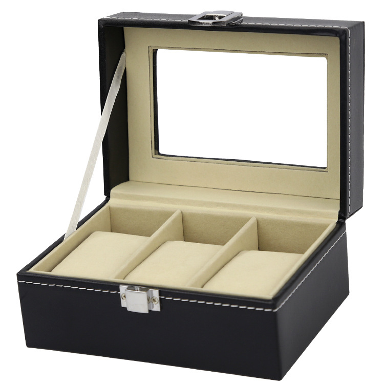 3 laikrodžių dėžutės šeimos nuotraukų laikymo dėžutė 3 moteriškų laikrodžių vitrinos PU laikrodžių dėžučių gamintojai didmeninė prekyba