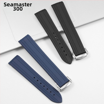 Omega Omega gumijas siksniņa ar salokāmu sprādzi, jauna Seamaster 300 Speedmaster 007 Observatory silikona siksniņa ar 20 mm